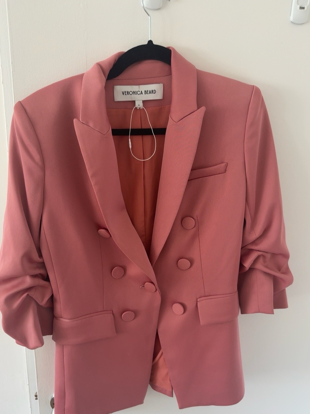 Veronica Beard Double-Breasted Dusty Rose Blazer